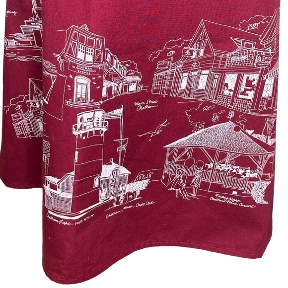 Quahog Hollow Skirt Womens XS Maroon Berry Midi Aline Wrap Tourist Sketch - Picture 2 of 11